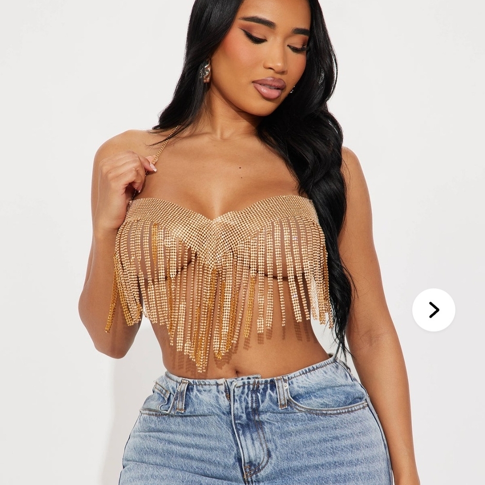 Fashion Nova Gold Chain Mail Halter